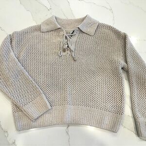 Joie Cream Knit Sweater With Glitter Size Small Petite